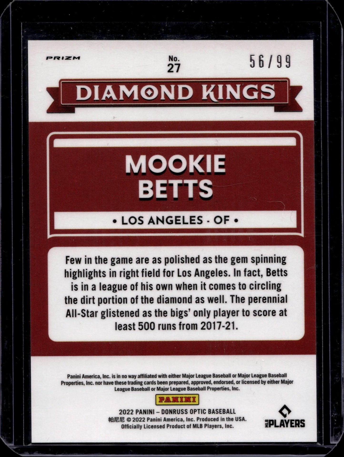 2022 Donruss #27 Mookie Betts Holo Red