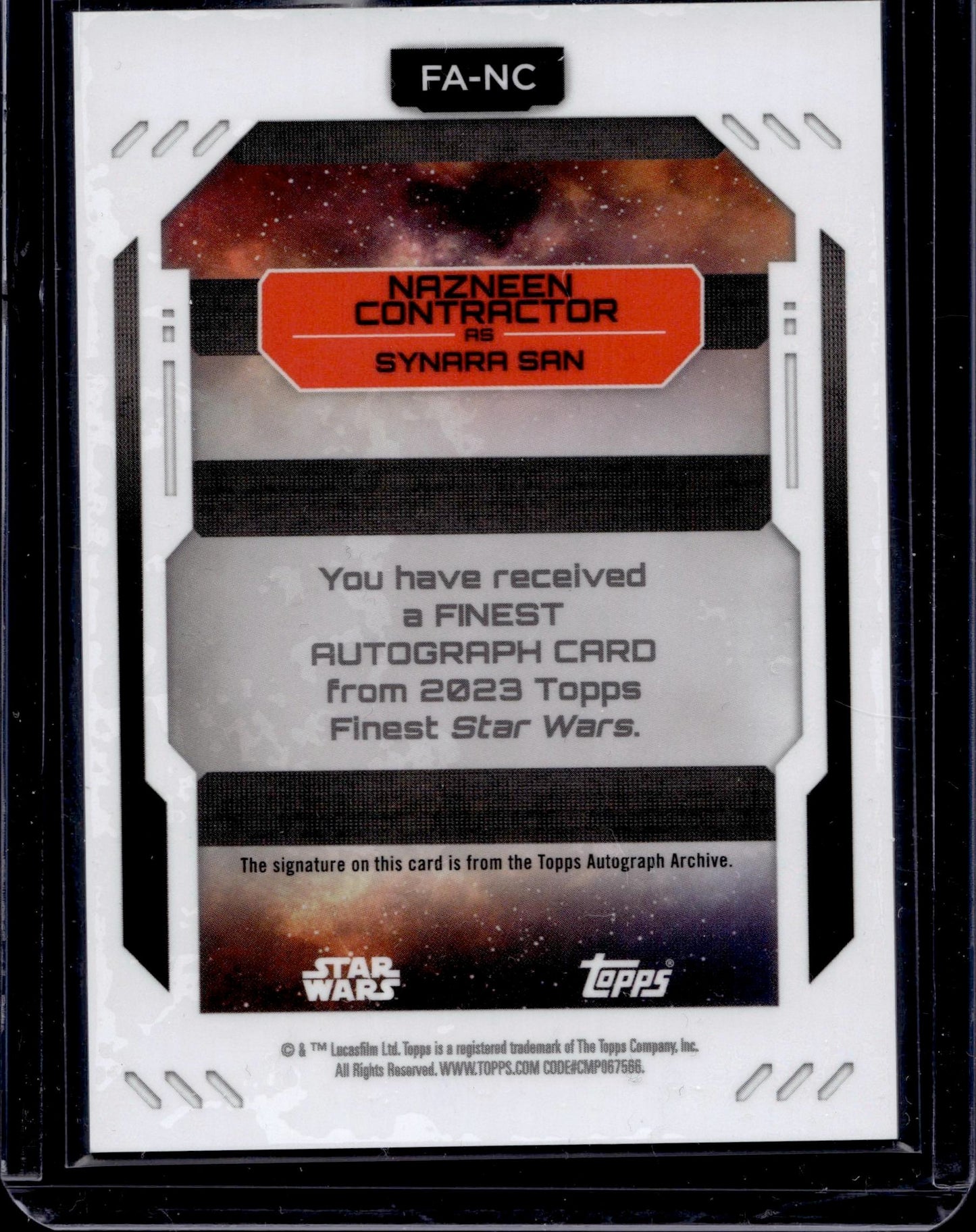 2023 Topps Finest Star Wars #FA-NC Nazneen Contractor Finest Auto Refractor