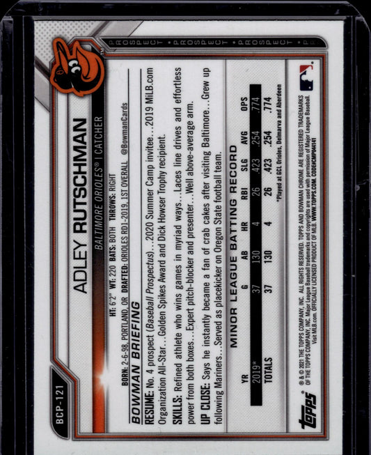 2021 Bowman Bowman Adley Rutschman Atomic Refractor Baltimore Orioles