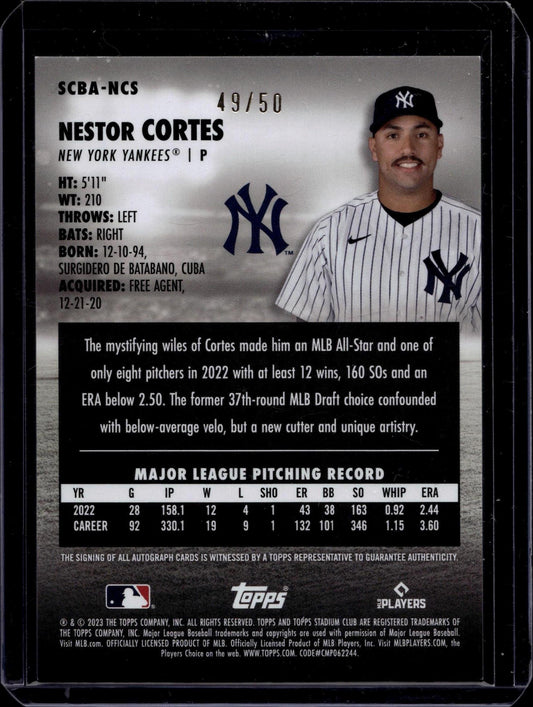2023 Stadium Club #SCBA-NCS Nestor Cortes Autographs Red Foil