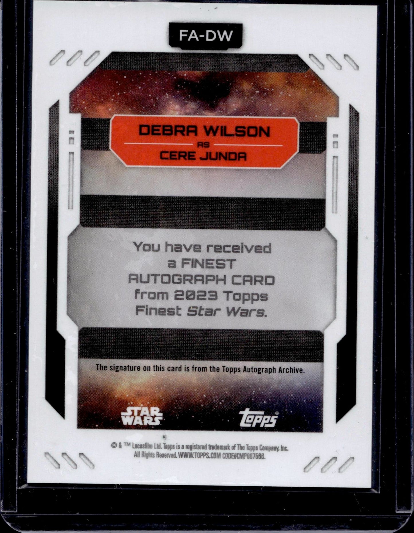 2023 Topps Finest Star Wars #FA-DW Debra Wilson Finest Autographs Aqua Aqua