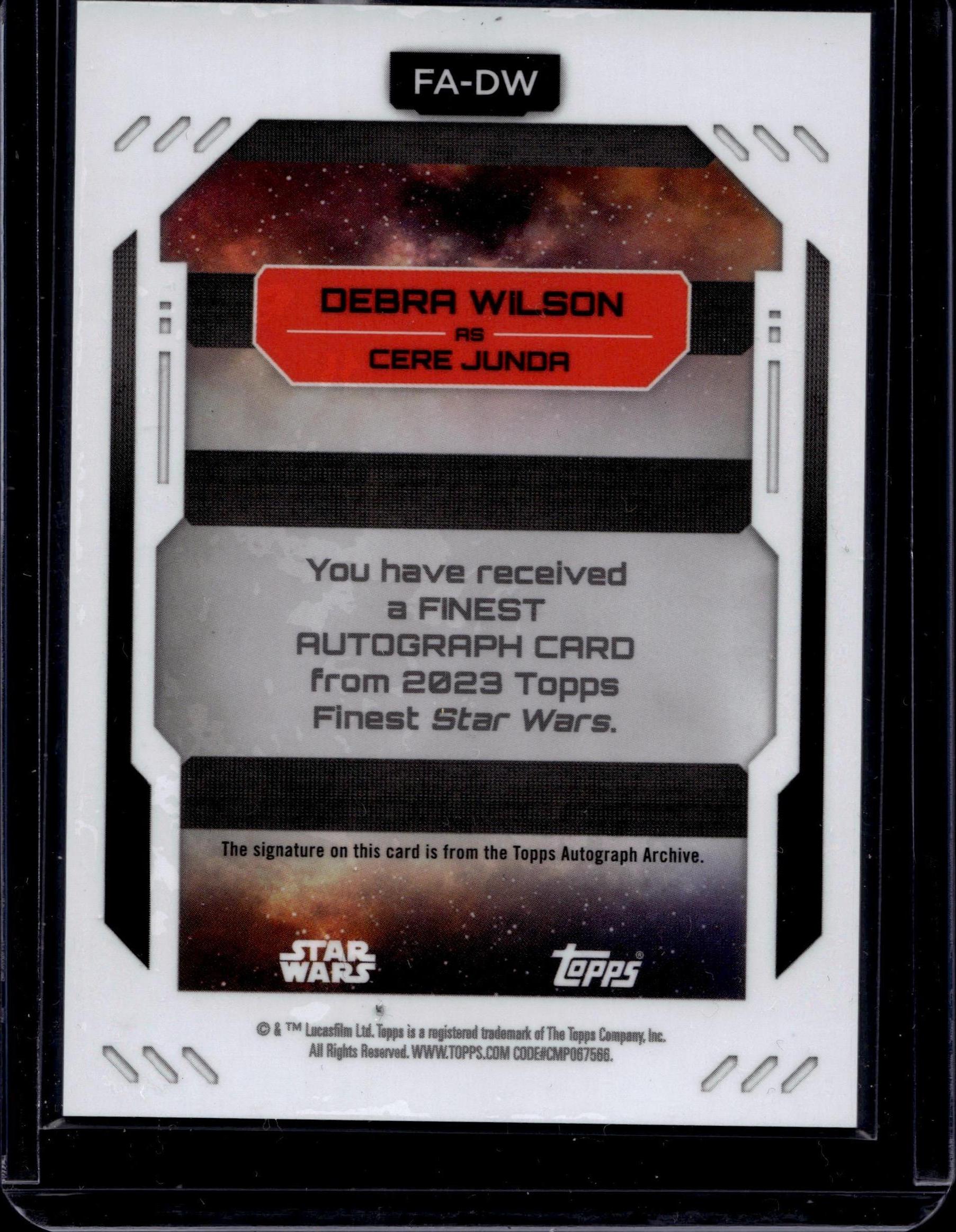 2023 Topps Finest Star Wars #FA-DW Debra Wilson Finest Autographs Aqua Aqua