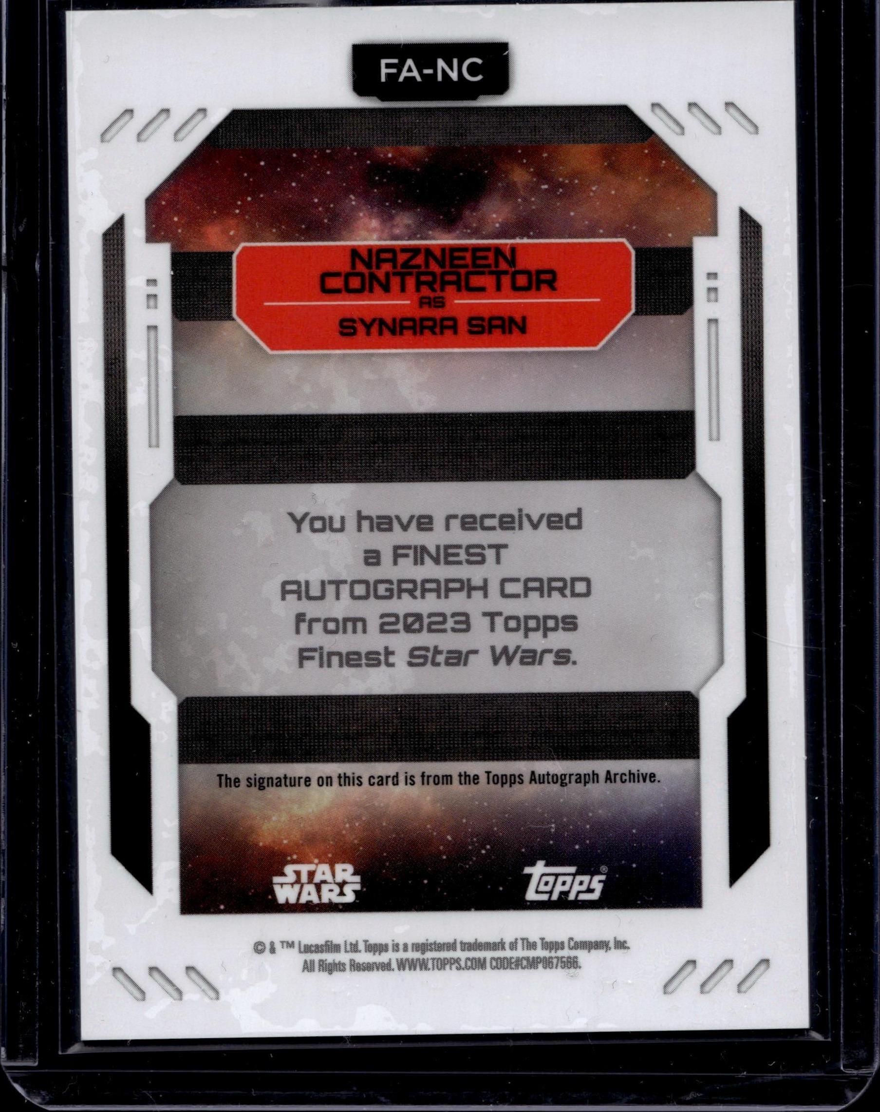 2023 Topps Finest Star Wars #FA-NC Nazneen Contractor Finest Auto Refractor