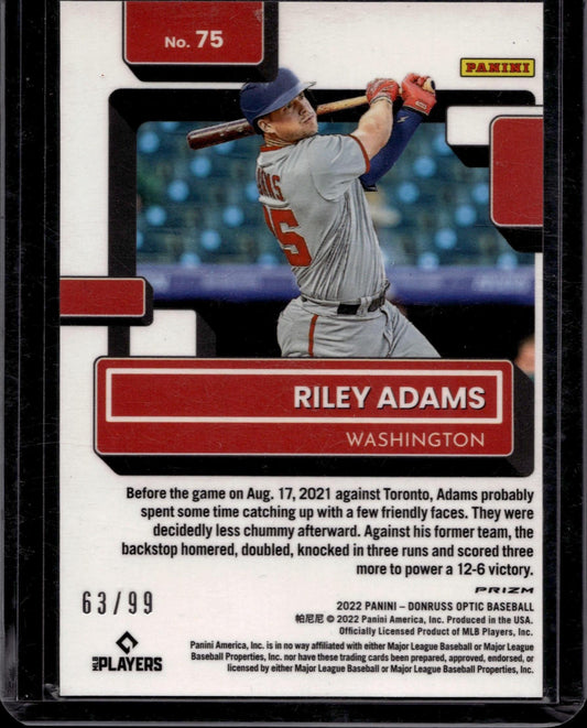 2022 Donruss Optic #75 Riley Adams Red Dragon Prizm #/99