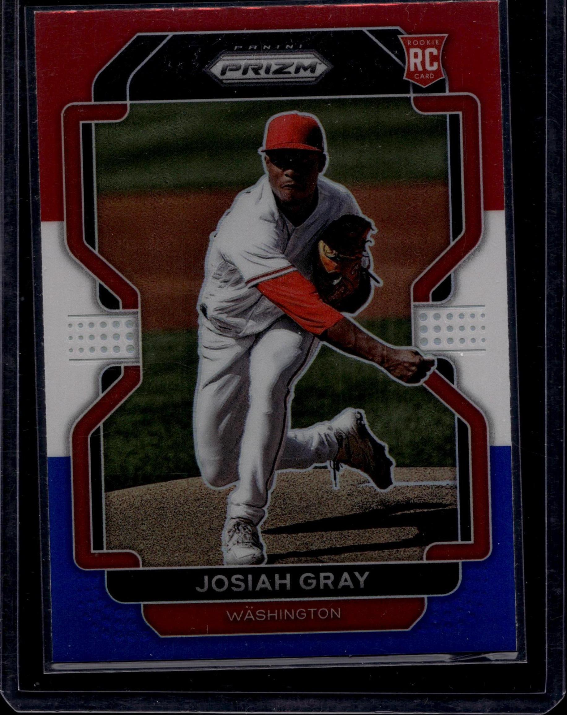 2022 Panini Prizm #84 Josiah Gray Red/White/Blue Prizm